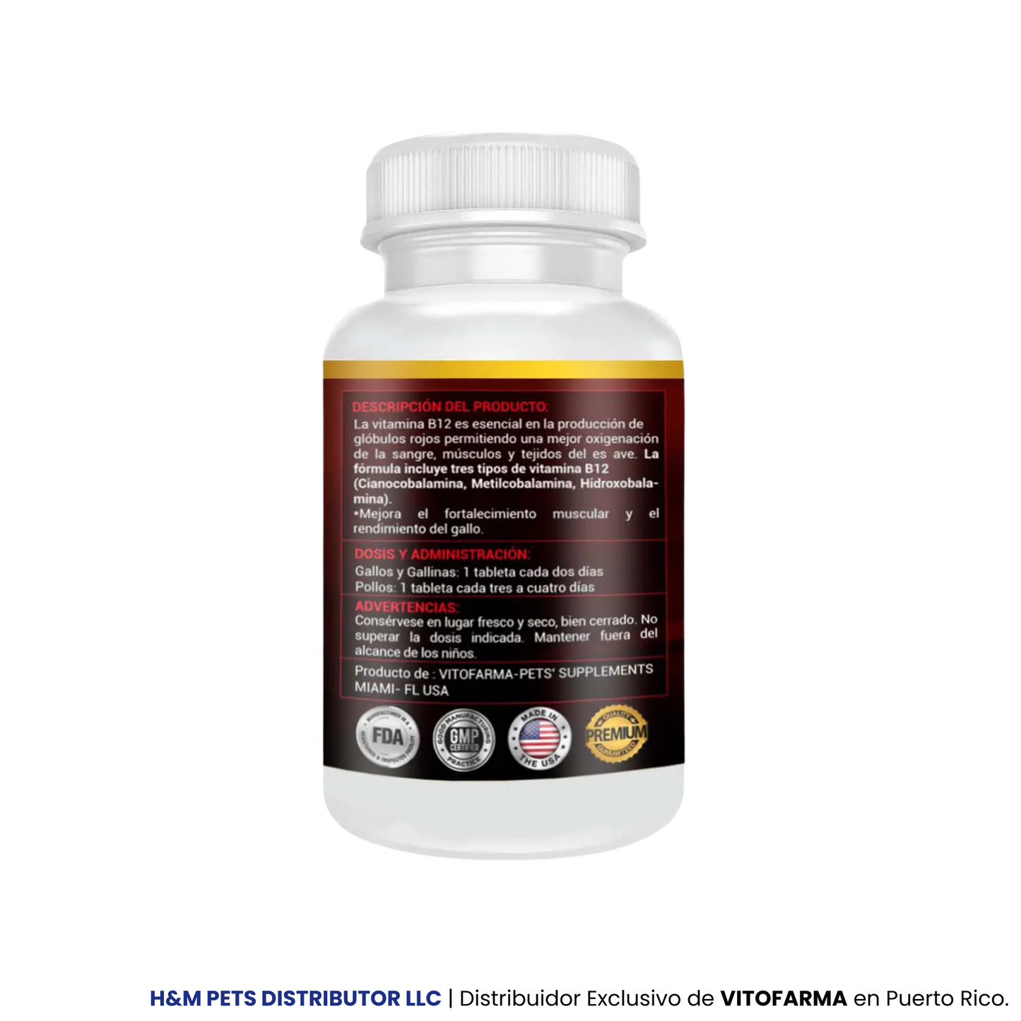 B12 10000 para gallos – Vitamina B12 100 tabletas