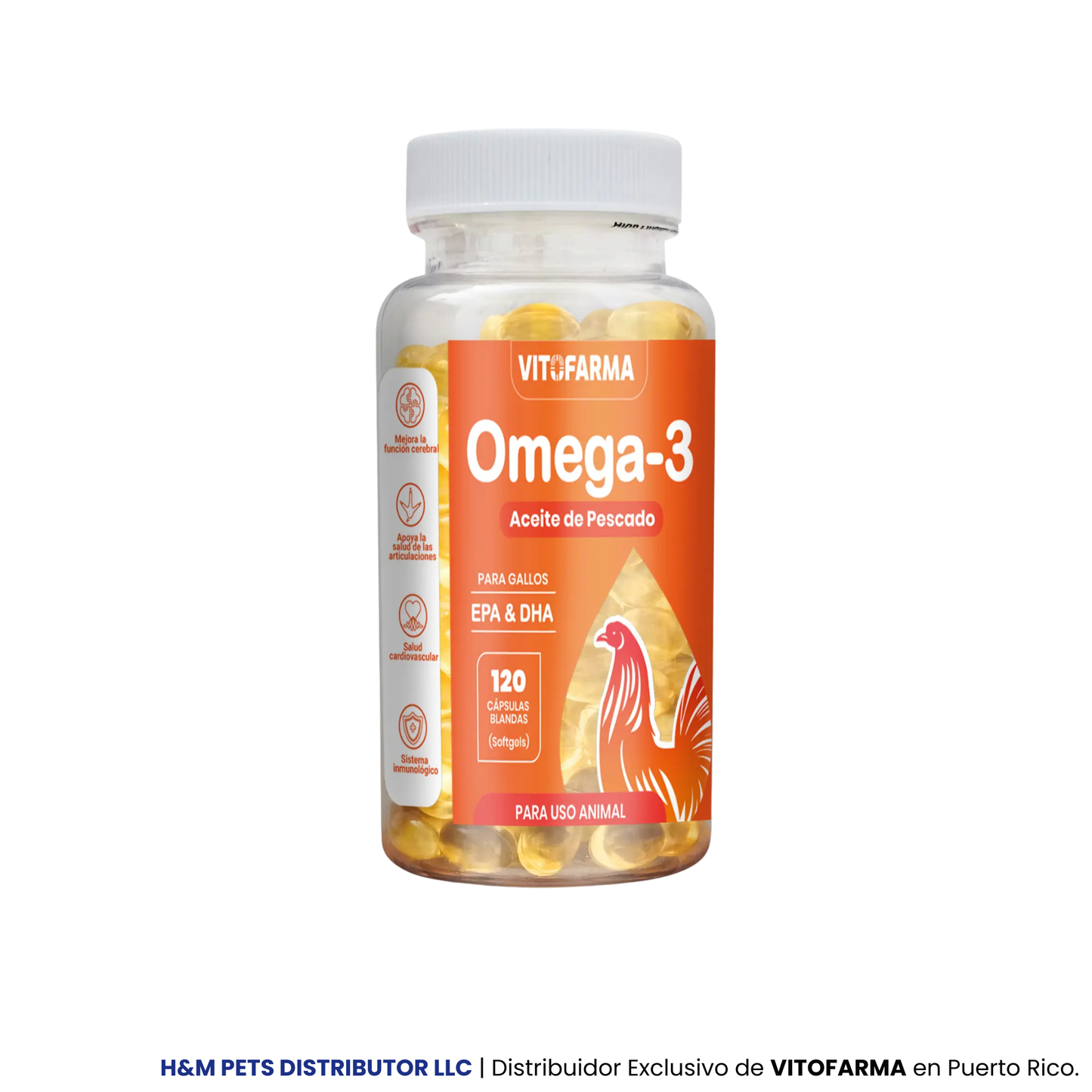 Omega 3 para Gallos – Aceite de Pescado 120 softgels 350 mg