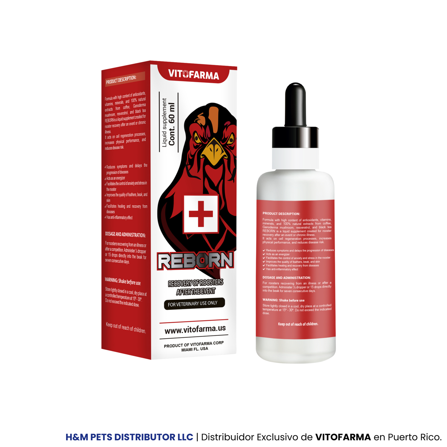 Reborn 60 ML: Recuperador de heridas para gallos