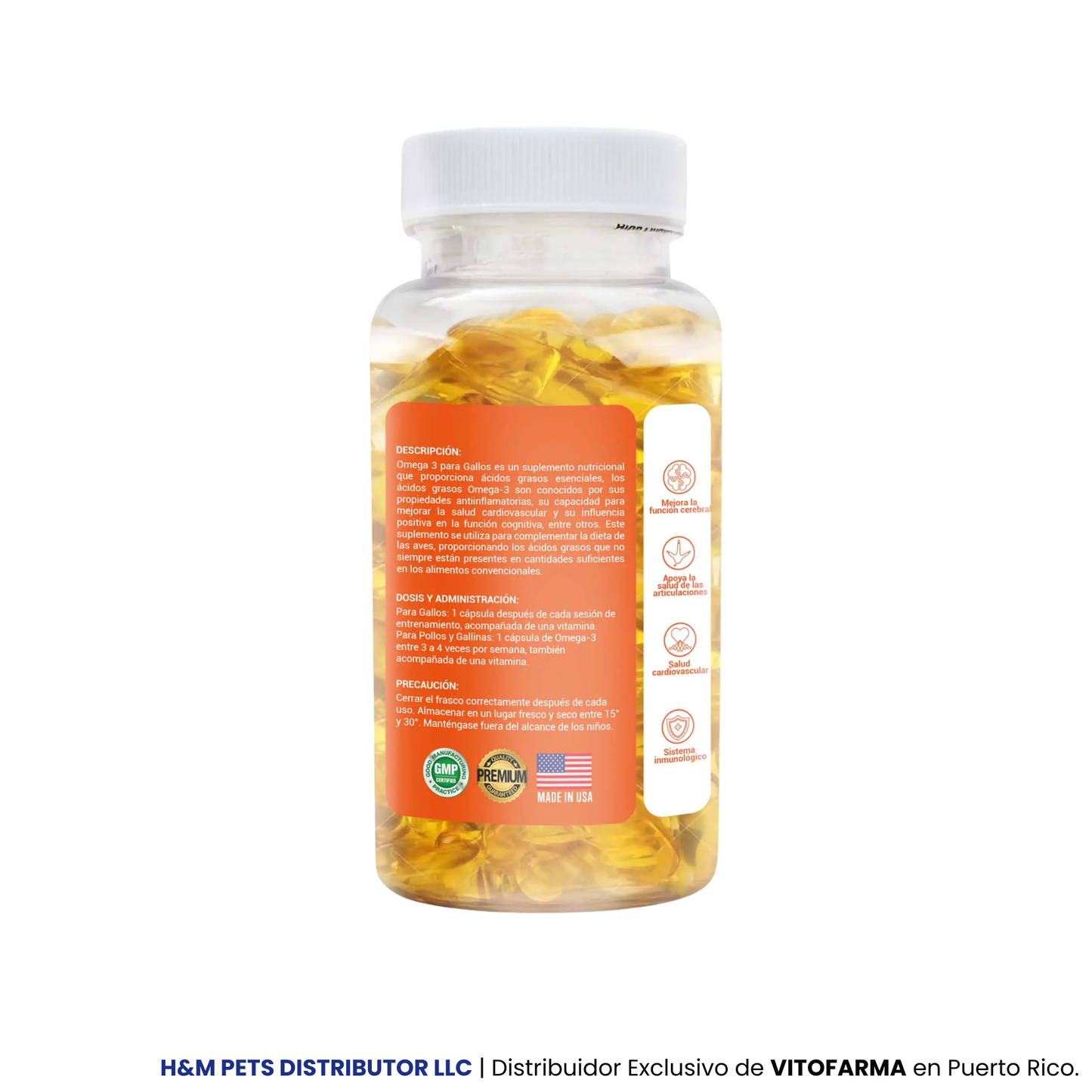 Omega 3 para Gallos – Aceite de Pescado 120 softgels 350 mg
