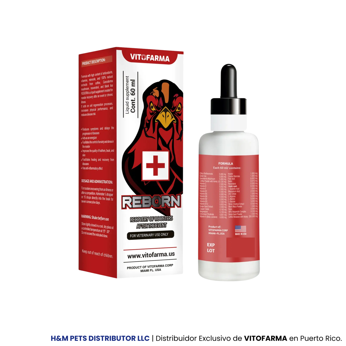 Reborn 60 ML: Recuperador de heridas para gallos