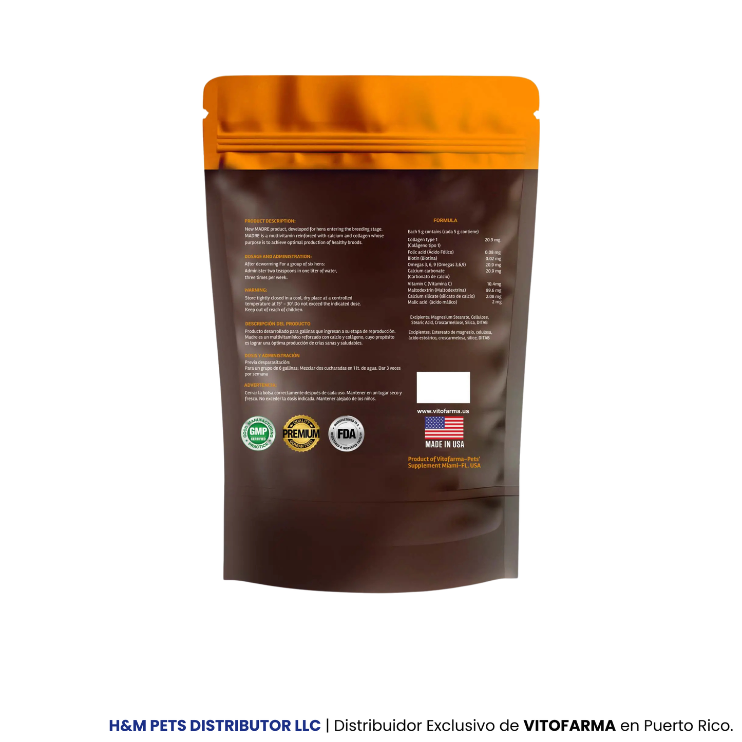 Suplemento Multivitamínico para Gallinas en Fase de Cría – Madre 300g